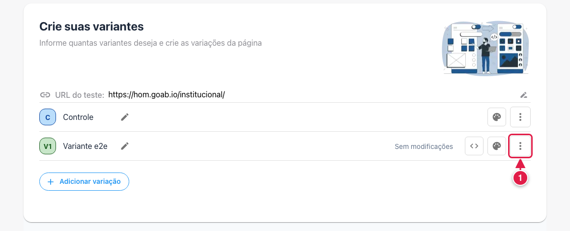 Botão de opções da variante