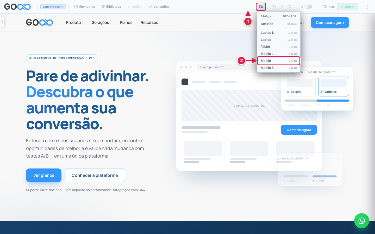 Menu de dispositivos