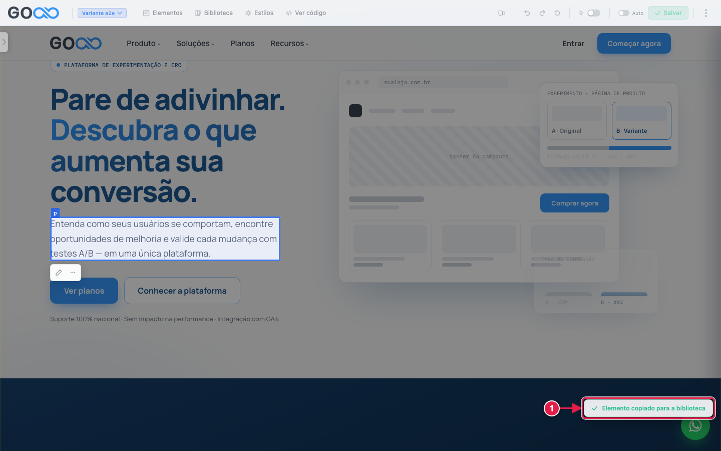 Aviso de elemento copiado
