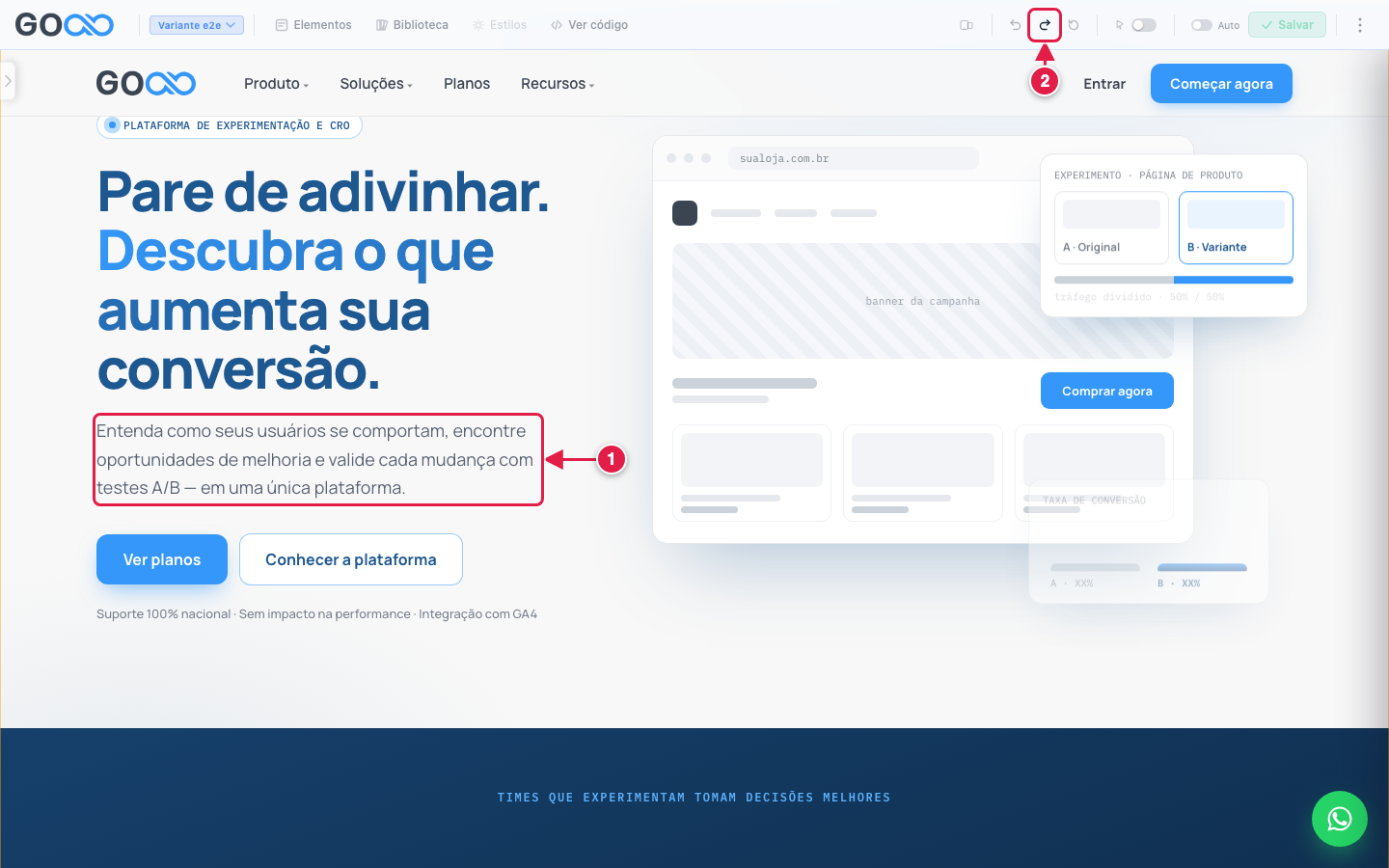 Texto original de volta depois de desfazer