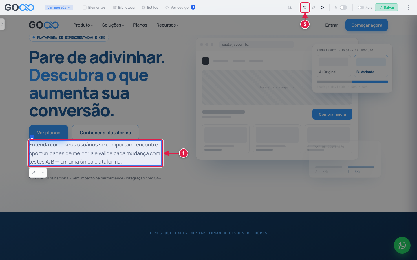 Elemento movido para depois dos botões