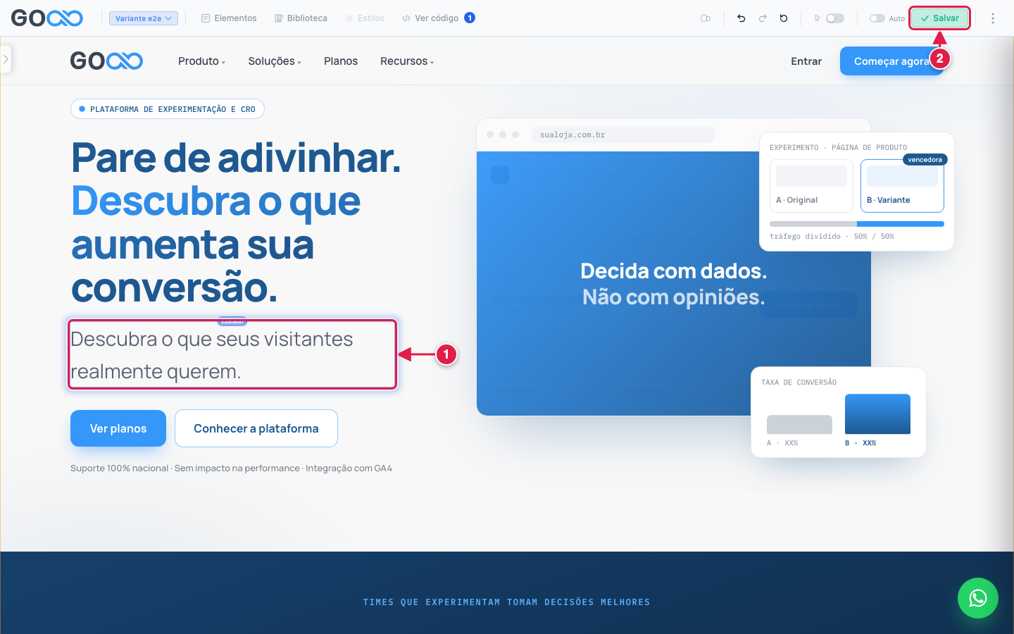 Elemento com o novo tamanho de texto aplicado