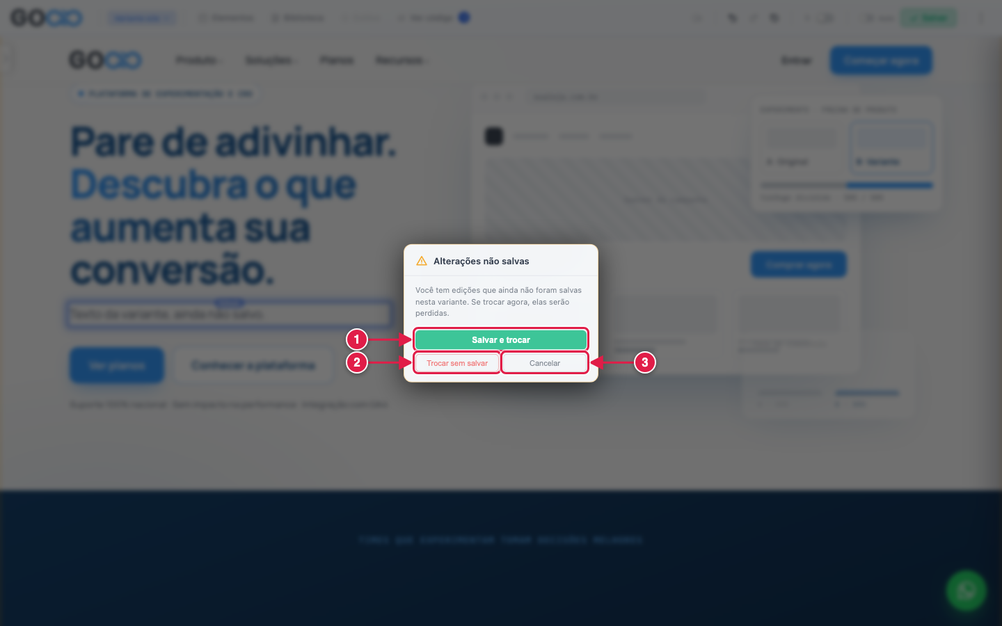 Janela Alterações não salvas