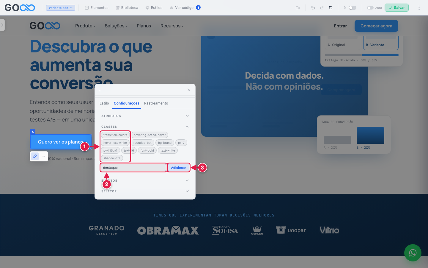 Grupo Classes com as classes do elemento