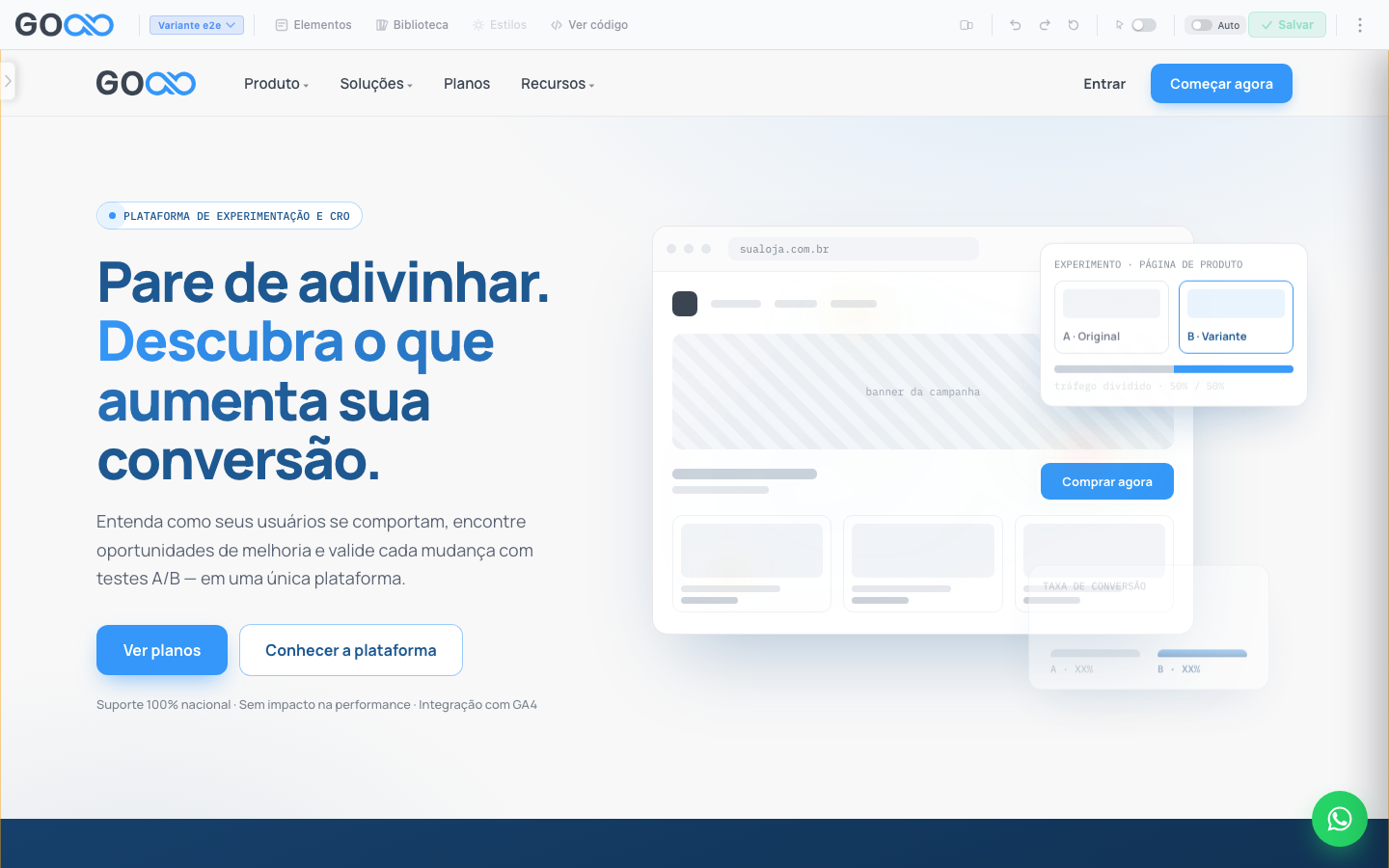 Editor aberto sobre o site