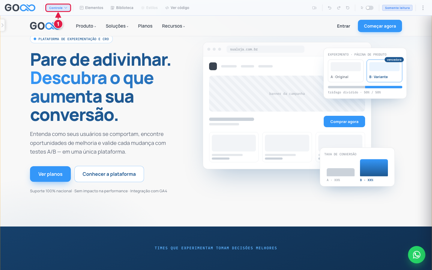 Editor no Controle, em modo somente leitura
