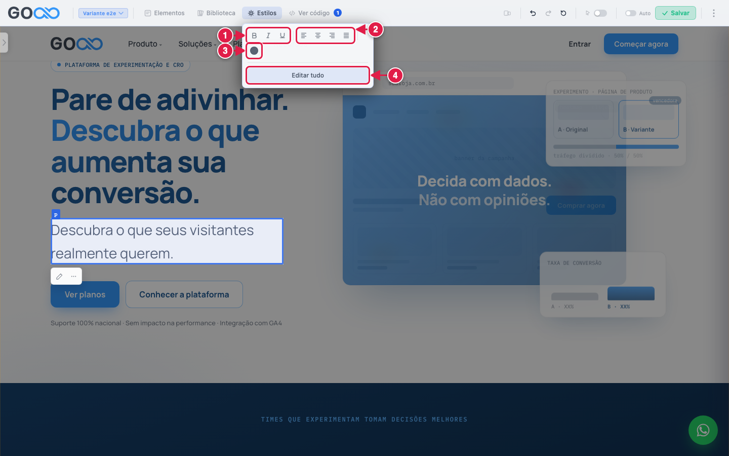 Menu de estilos rápidos