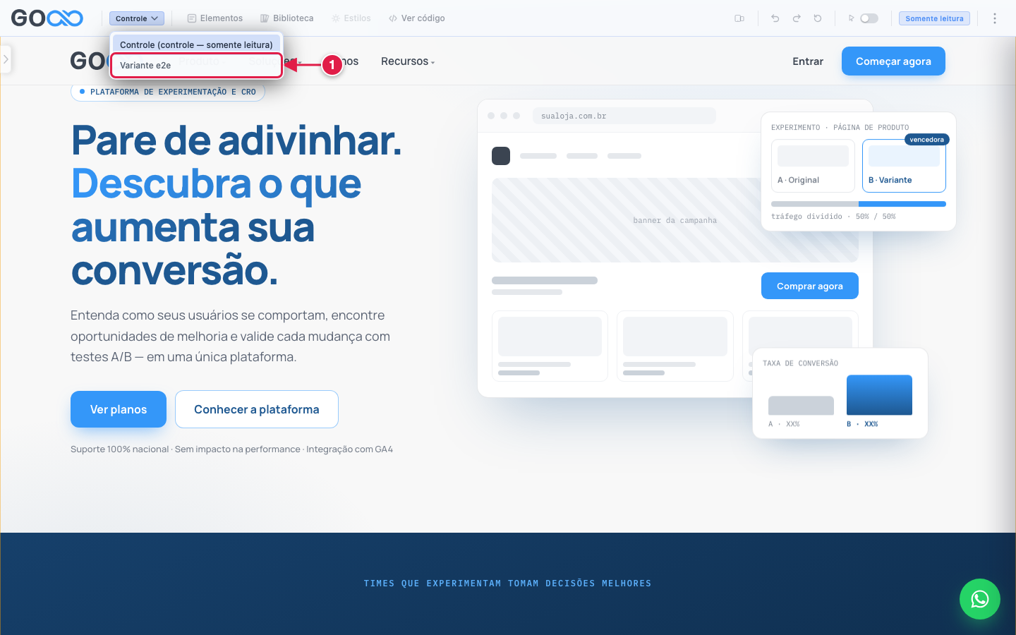 Escolhendo a variante de volta no seletor