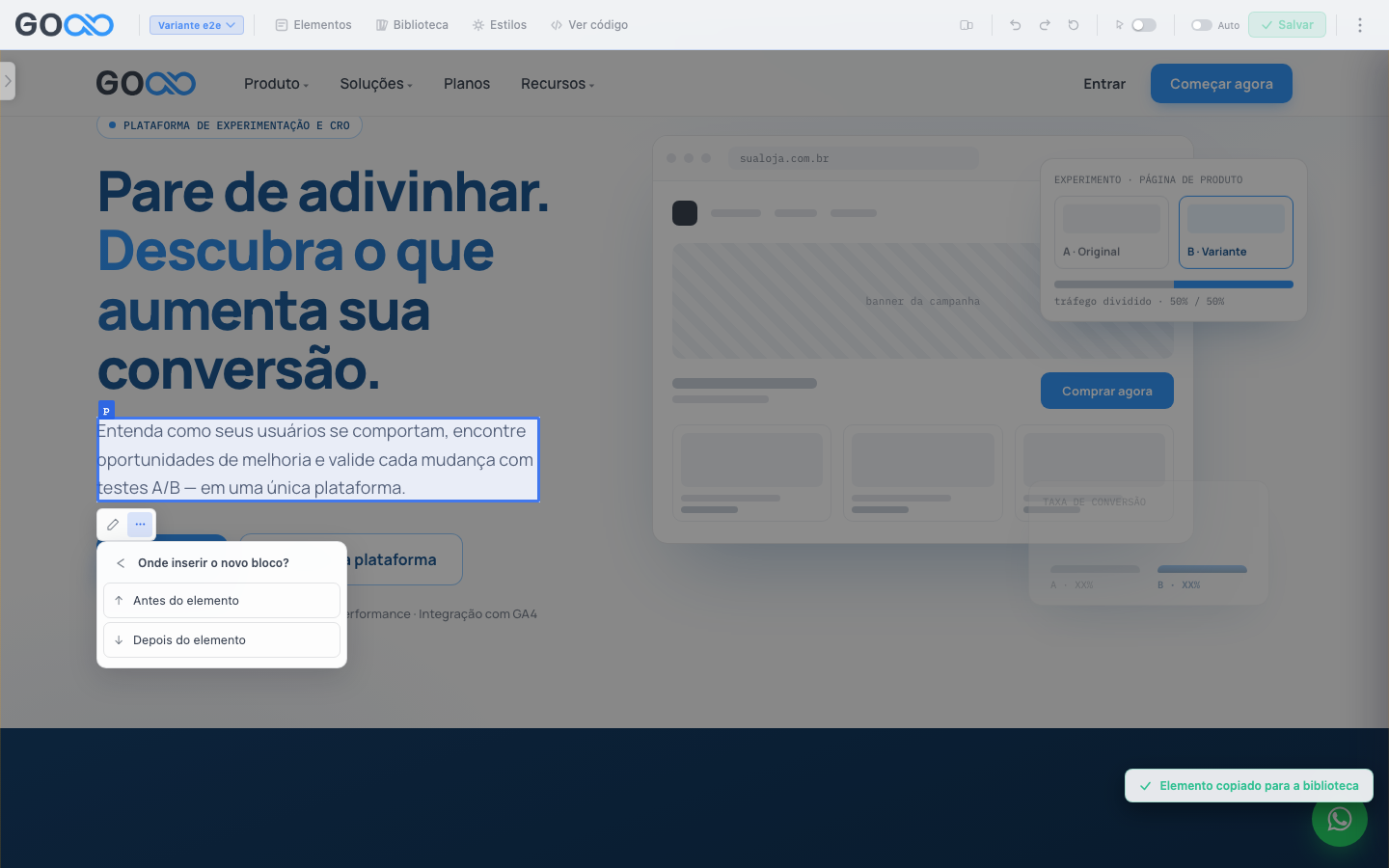 Pergunta sobre onde inserir o novo bloco