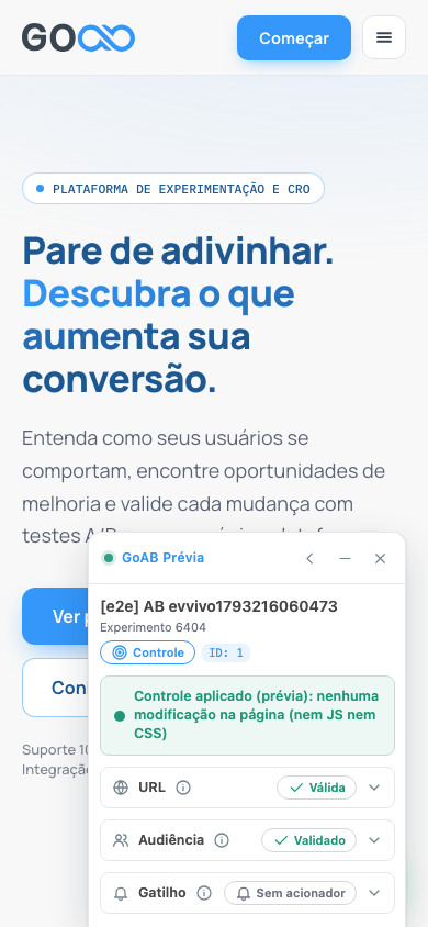 Controle no tamanho de celular