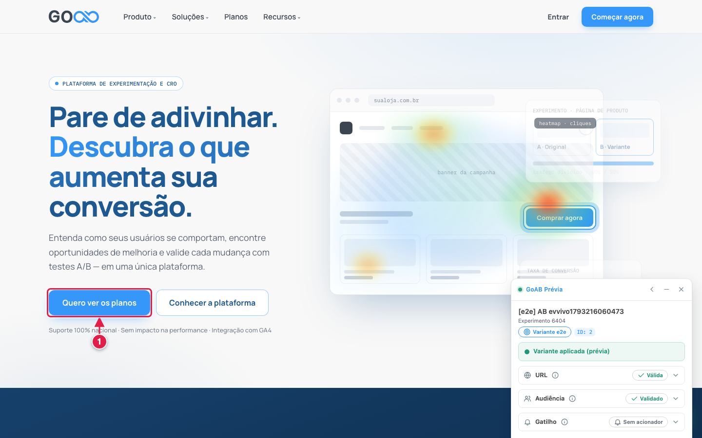 Variante com o texto do botão alterado